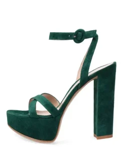 High Heel Sandals Green Micro Suede Upper Round Toe Prom shoes Women Party Shoes