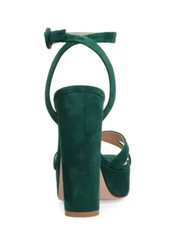 High Heel Sandals Green Micro Suede Upper Round Toe Prom shoes Women Party Shoes