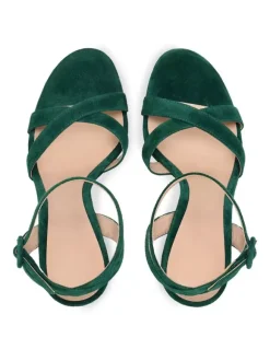 High Heel Sandals Green Micro Suede Upper Round Toe Prom shoes Women Party Shoes