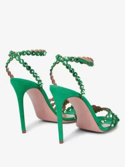 High Heel Sandals Green Open Toe Rhinestones Ankle Strap Stiletto Heel Prom Party Shoes