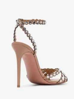 High Heel Sandals Green Open Toe Rhinestones Ankle Strap Stiletto Heel Prom Party Shoes