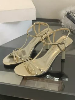 High Heel Sandals Leopard Open Toe T Strap Stiletto Heel Sandal Shoes