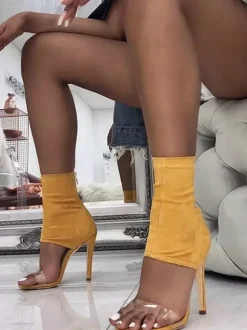 High Heel Sandals Open Toe Transparent Stiletto Heel Sandal Booties