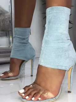 High Heel Sandals Open Toe Transparent Stiletto Heel Sandal Booties