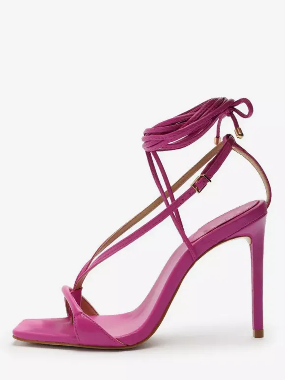High Heel Sandals Women's Flip Flop Open Toe Lace Up Party Shoes