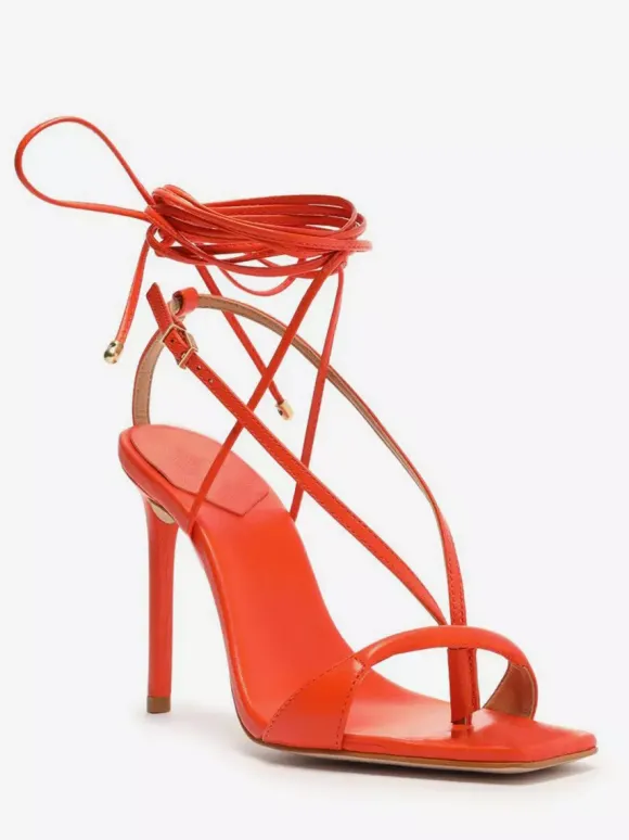 High Heel Sandals Women's Flip Flop Open Toe Lace Up Party Shoes