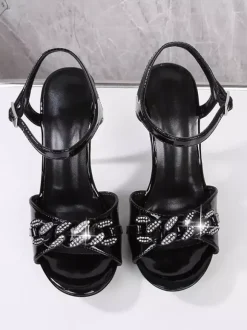 High Heel Sandals Women's Open Toe Rhinestones Stiletto Heel Sandals