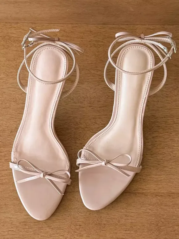 High Heel Sandals Women's Open Toe Bow Ankle Strap Prom Shoes
