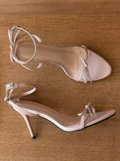 High Heel Sandals Women's Open Toe Bow Ankle Strap Prom Shoes