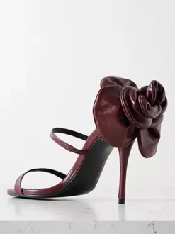 High Heel Sandals Women's Open Toe Strappy Flower Detail Party Shoes