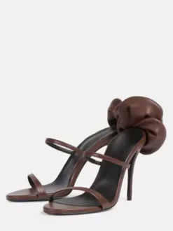 High Heel Sandals Women's Open Toe Strappy Flower Detail Party Shoes
