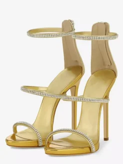High Heel Sandals Women's Rhinestones Strappy Stiletto Heel Party Shoes