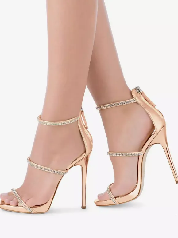 High Heel Sandals Women's Rhinestones Strappy Stiletto Heel Party Shoes