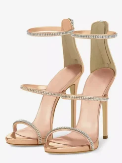 High Heel Sandals Women's Rhinestones Strappy Stiletto Heel Party Shoes