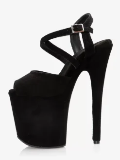 High Heel Sexy Sandals Deep Brown Micro Suede Upper Peep Toe 3.9