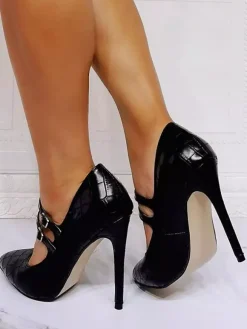 High Heels Pointed Toe Stiletto Heel Chic Black Mary Jane Heels