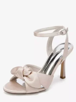 High Heel Wedding Shoes Satin Bow Bridal Sandal Shoes