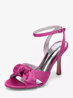 High Heel Wedding Shoes Satin Bow Bridal Sandal Shoes