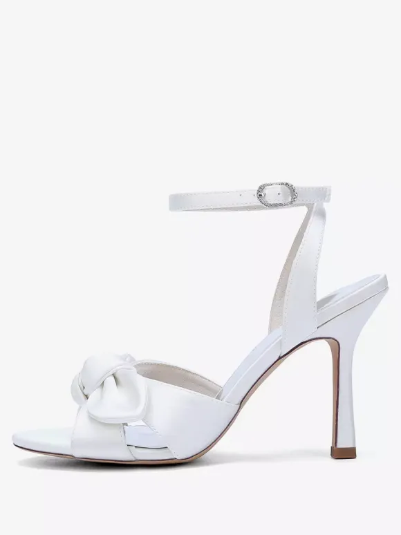 High Heel Wedding Shoes Satin Bow Bridal Sandal Shoes