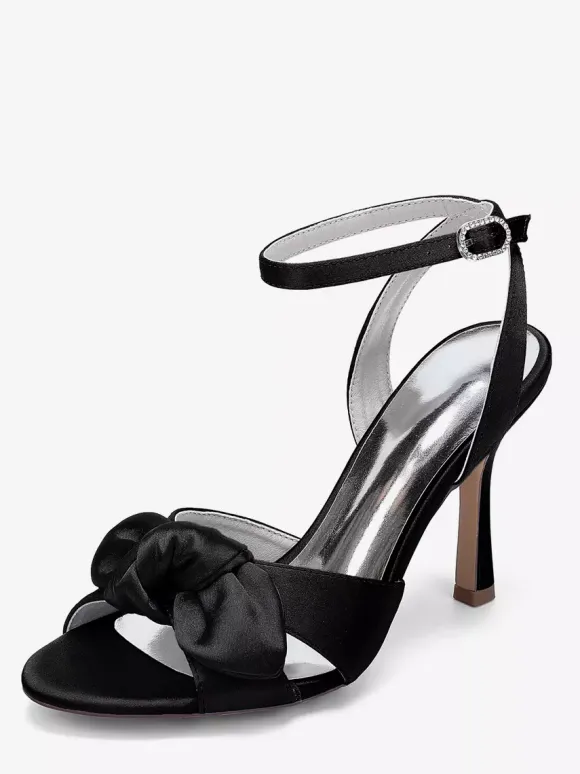 High Heel Wedding Shoes Satin Bow Bridal Sandal Shoes