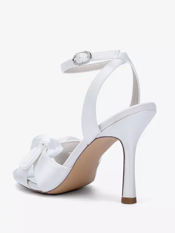 High Heel Wedding Shoes Satin Bow Bridal Sandal Shoes
