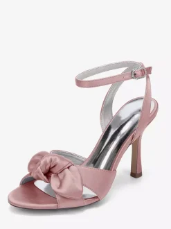 High Heel Wedding Shoes Satin Bow Bridal Sandal Shoes