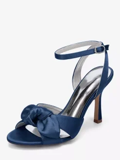 High Heel Wedding Shoes Satin Bow Bridal Sandal Shoes