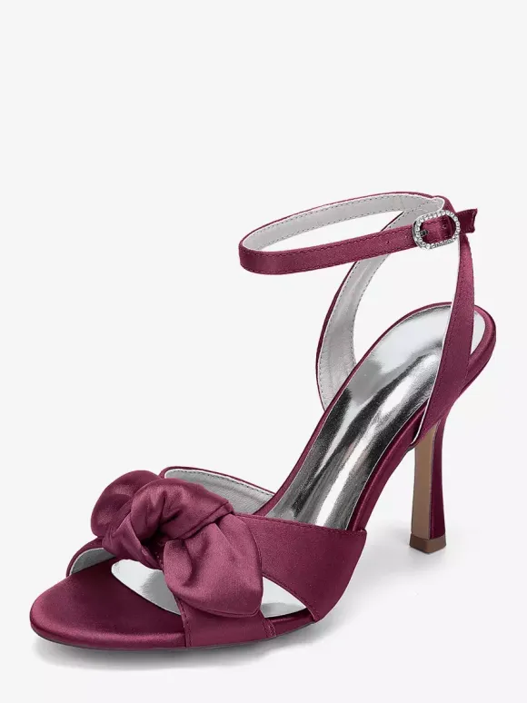 High Heel Wedding Shoes Satin Bow Bridal Sandal Shoes