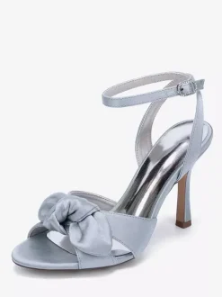 High Heel Wedding Shoes Satin Bow Bridal Sandal Shoes