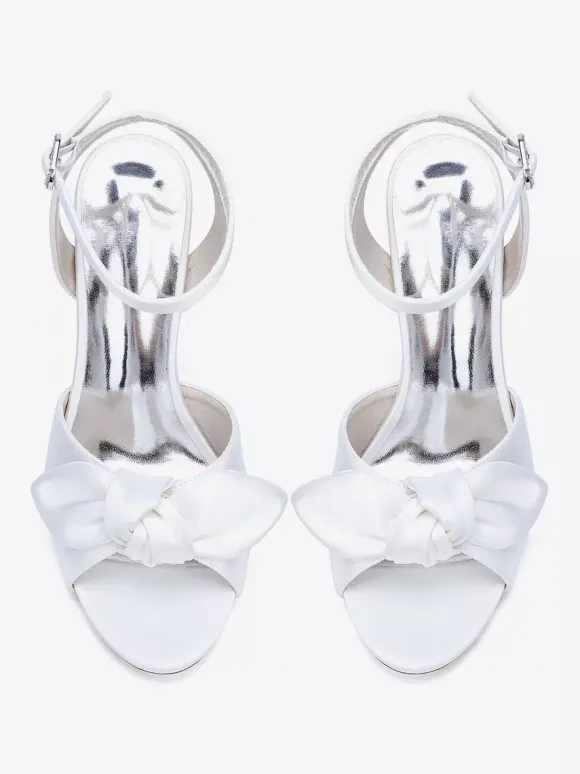 High Heel Wedding Shoes Satin Bow Bridal Sandal Shoes