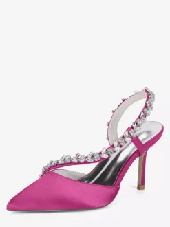 High Heel Wedding Shoes Satin Pointed Toe Rhinestones Stiletto Heel Bridal Shoes