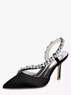 High Heel Wedding Shoes Satin Pointed Toe Rhinestones Stiletto Heel Bridal Shoes
