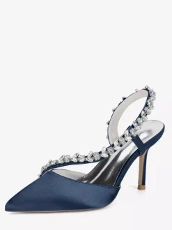 High Heel Wedding Shoes Satin Pointed Toe Rhinestones Stiletto Heel Bridal Shoes
