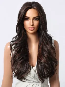 Highlighted Long Curly Hair Wig Middle-parted Full Head Daily Wig For Women 2026