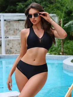 High Waist Bikini Set Women - Athletic Two Piece Swimsuit With V Neck Racerback Top - Summer Beach Vacation Pool Party 2026