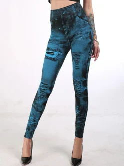 High Waisted Leggings Stretchy Jeans Like Women Bottom
