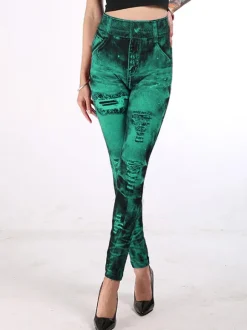 High Waisted Leggings Stretchy Jeans Like Women Bottom