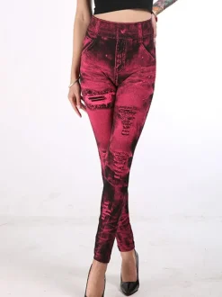 High Waisted Leggings Stretchy Jeans Like Women Bottom