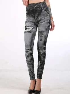 High Waisted Leggings Stretchy Jeans Like Women Bottom