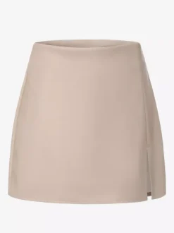 High Waist Faux Leather Side Slit Bodycon Mini Skirt For Women 2026