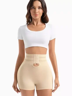 High Waist Hook Eye Tummy Control Hip Lift Shapewear Shorts