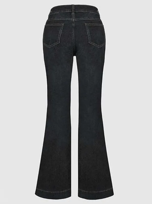 High Waist Jeans Buttons Flared Leg Charming Bottoms