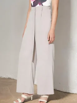 High Waist Tie Belt Wide Leg Palazzo Pants Pleated Loose Casual Trousers