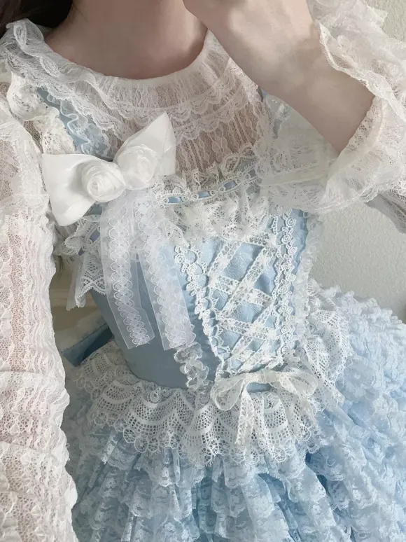 Hime Sweet Lolita Dress Polyester Sleeveless Tiered Sweet Jumper Apricot Lolita Dress