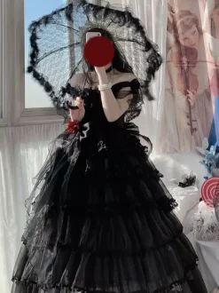 Hime Wedding Sweet Lolita Dress Sleeveless Headwear White Lolita Dress Color Block Dress
