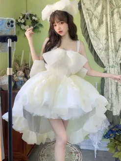 Hime Lolita Dress Polyester Sleeveless Sweet Lolita Tea Party Dress