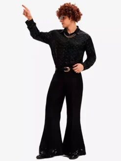 Hippie Costume Black Vintage Set Elegant Long Sleeves Retro Costumes For Man