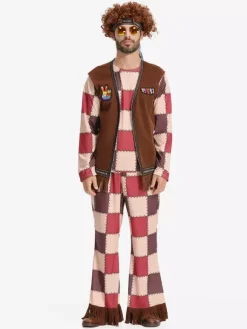 Hippie Costume Men's Holiday Fringe Long Sleeves Retro Clothing