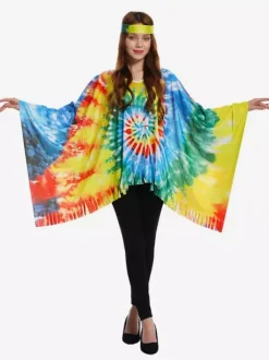 Hippie Costume Women's Mardi Gras Sleeveless Retro Cloak with Headwear