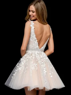 Homecoming Dress 2026 Sleeveless Backless Lace Short A-Line V-Neck Sash Light Blue Party Dress Free Customization